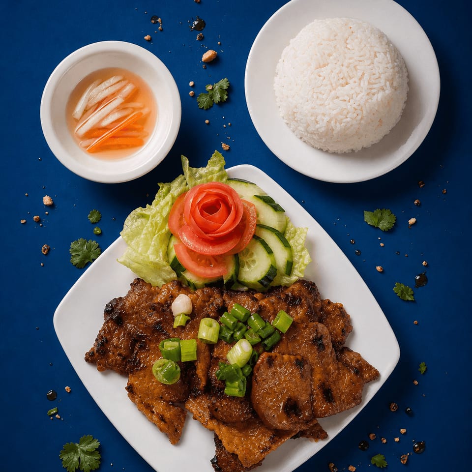 Dramatic plated Vietnamese house specialty