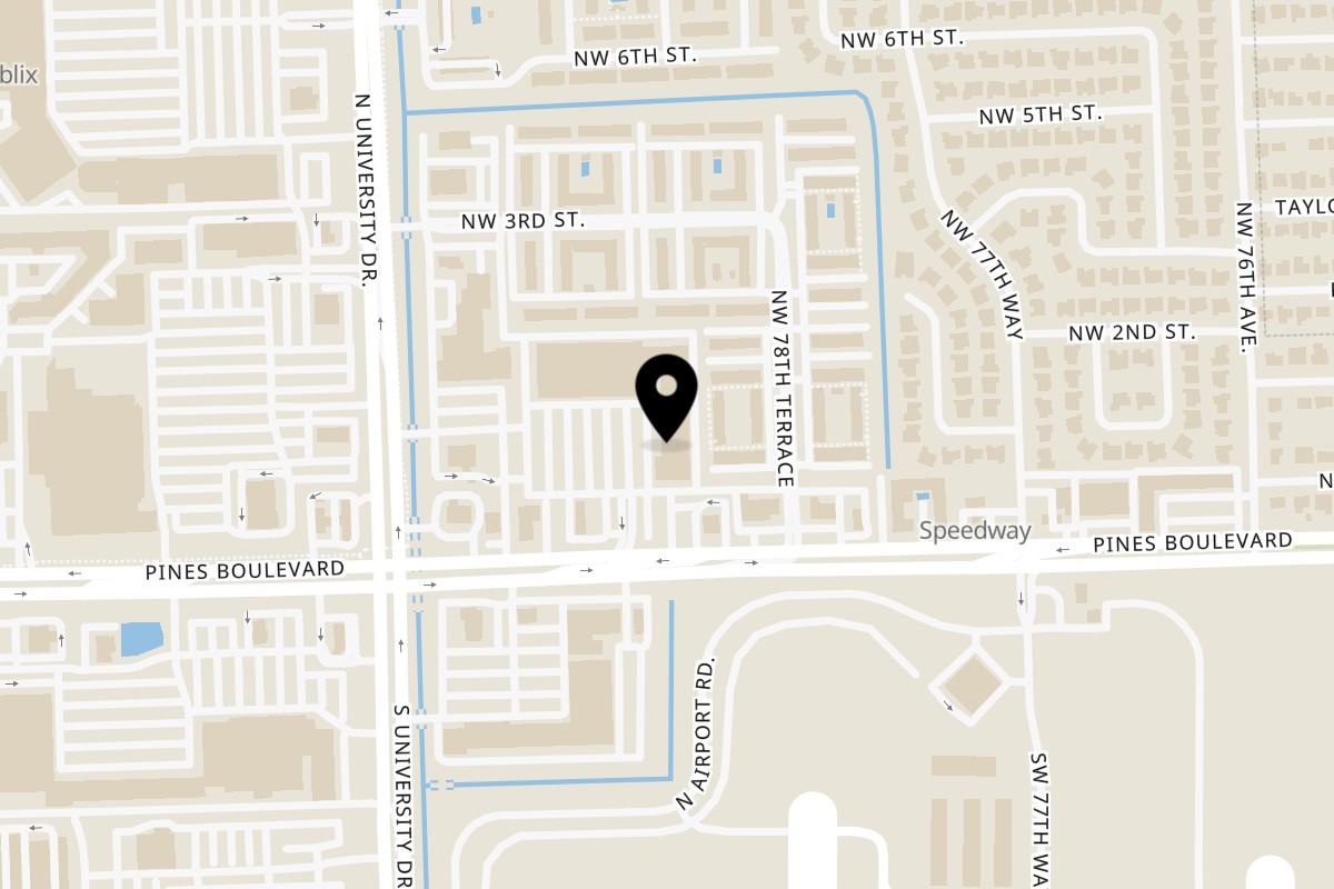Map showing the location of PHO BEN Vietnamese Noodle House and Grill on 7849 Pines Blvd in Pembroke Pines